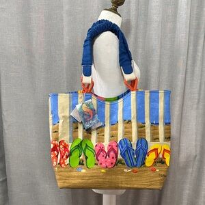 NWT Paul Brent Flip Flop ZipTop Tote